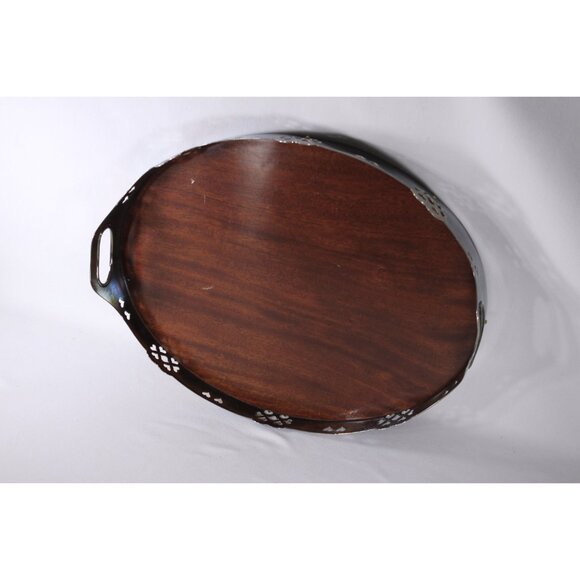 Vintage Industrial handcrafted serving tray, Edwardian style heart cut out metal - Picture 3 of 10